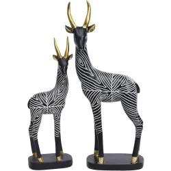 Sculptures africaines antilope, lot 2 figurines modernes, noir