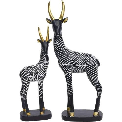 Sculptures africaines antilope, lot 2 figurines modernes, noir - Vue principale