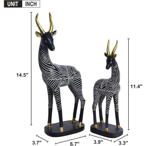 Détail de Sculptures africaines antilope, lot 2 figurines modernes, noir
