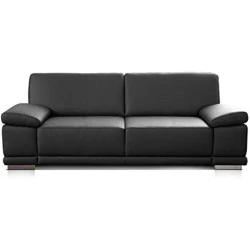 Cavadore Canapé 3 Places Similicuir Noir, Design Moderne