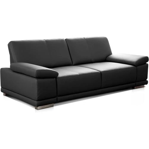 Zoom sur Cavadore Canapé 3 Places Similicuir Noir, Design Moderne