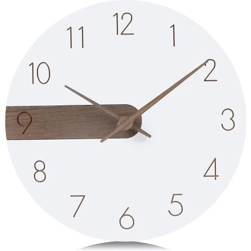 Horloge Murale Lafocuse Blanc Bois Moderne Minimaliste - Vue principale