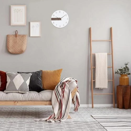 Zoom sur Horloge Murale Lafocuse Blanc Bois Moderne Minimaliste