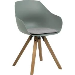Chaises salon accoudoirs, plastique, bois, vert olive, lot 2