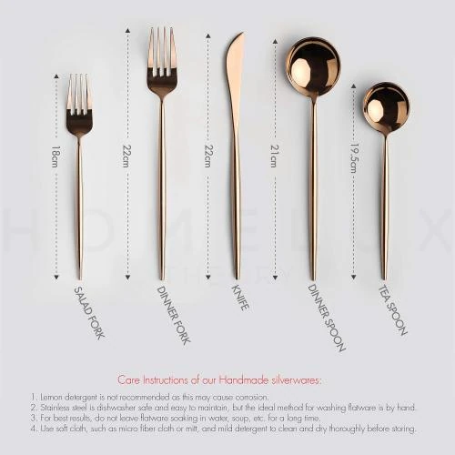 Détail de Ensemble couverts or rose 39 pièces acier inoxydable