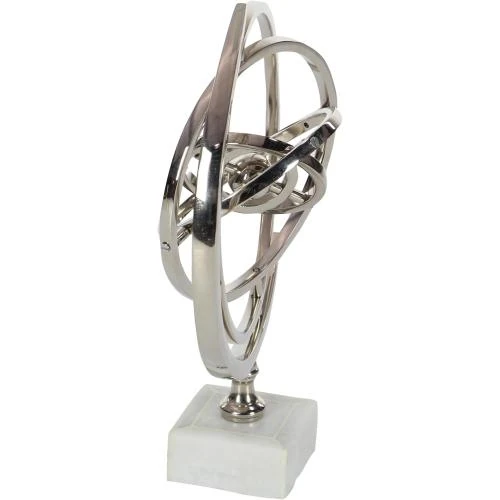 Détail de Sculpture Armillary Sphere, Base en Céramique, Argent Blanc