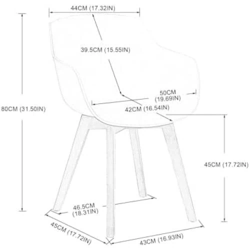 Zoom sur Chaises Scandinaves Rétro, Lot de 2, Design Moderne, Pieds en Bois Massif