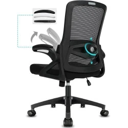 Chaise Bureau Ergonomique Milacyee, Accoudoirs Pliants, Support Lombaire