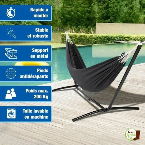 Détail de Hamac sur Pied Métal ZenCool Terre Jardin, Confort Relaxation