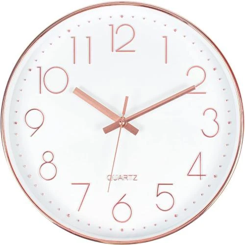 Horloge Murale Digitale Silencieuse Or Rose, Moderne - Vue principale