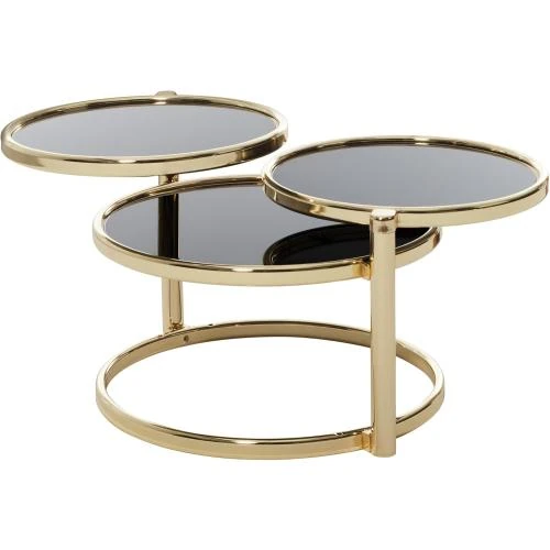 Table Design FineBuy Verre Métal Noir Or Moderne - Vue principale