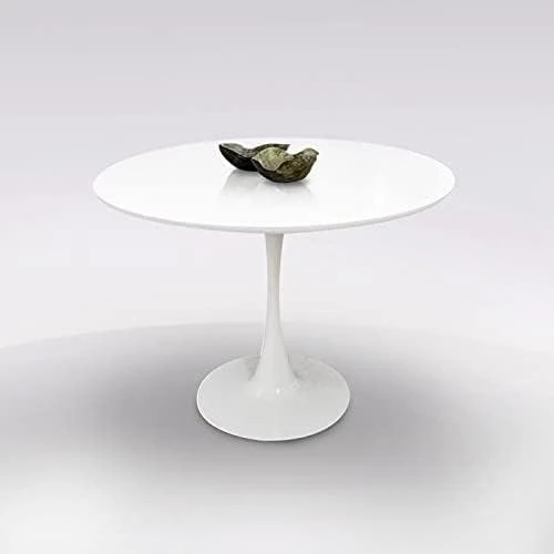 Détail de Table Ronde Salle à Manger Blanche Dmora, Design Élégant