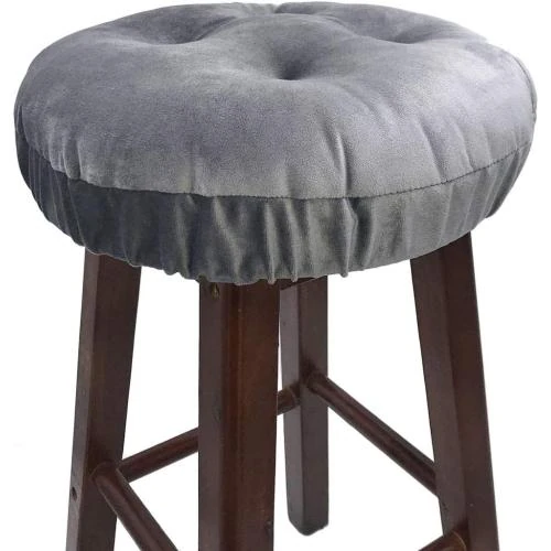 Housse Tabouret Bar Ronde Antidérapante Velours Gris - Vue principale