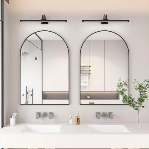 Zoom sur Miroir mural arque, cadre métal noir, décoration intérieure
