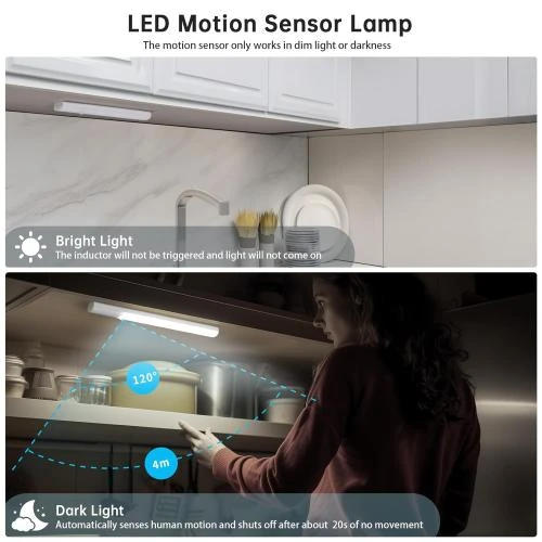 Détail de Reglette LED Cuisine Rechargeable USB, Luminosité Réglable, Détecteur Mouvement
