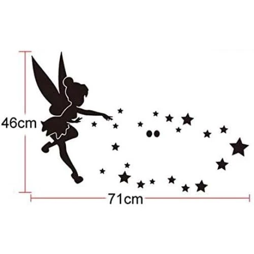 Zoom sur Miroir Sticker Acrylique Décoratif Clochette, Ange, Étoiles