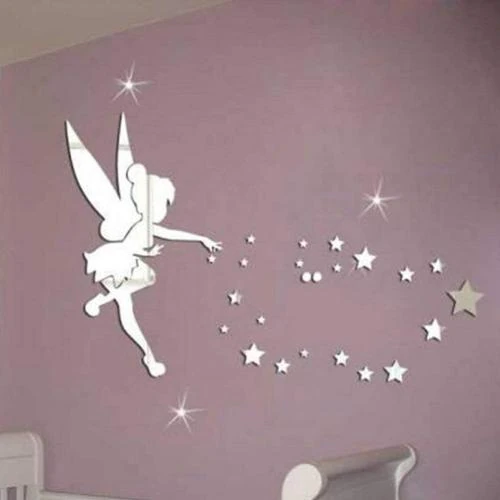 Détail de Miroir Sticker Acrylique Décoratif Clochette, Ange, Étoiles