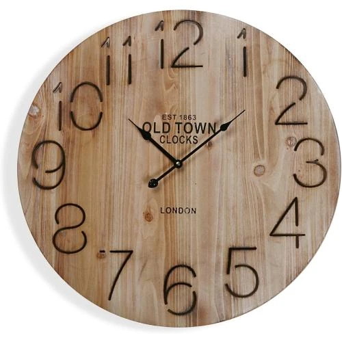 Horloge Murale Versa Rethel, Bois Marron, Décoration Élégante - Vue principale