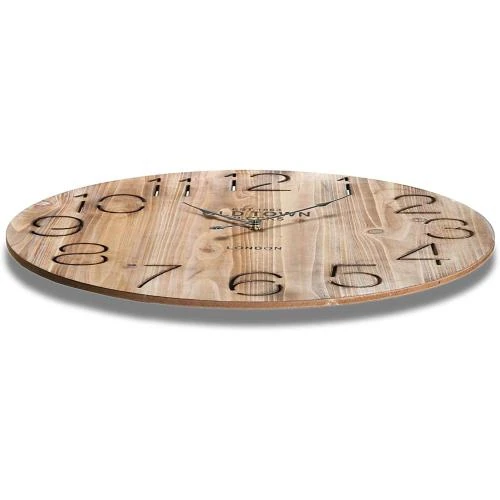 Zoom sur Horloge Murale Versa Rethel, Bois Marron, Décoration Élégante