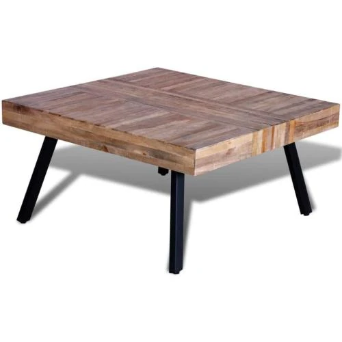 Zoom sur Table Basse Carrée Teck Recyclé Vidaxl, Canapé, Salon