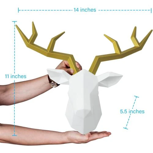 Détail de Sculpture murale tête de cerf géométrique Tiancentral H, cuivre