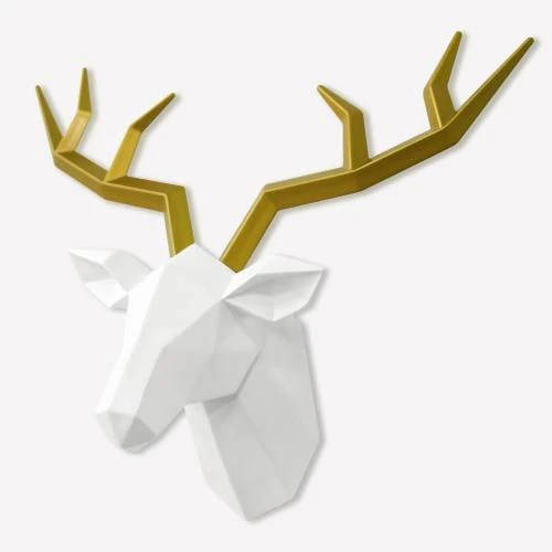 Sculpture murale tête de cerf géométrique Tiancentral H, cuivre - Vue principale