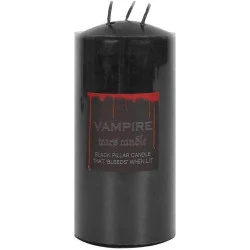Bougie pilier cire noire, larmes vampire, design unique