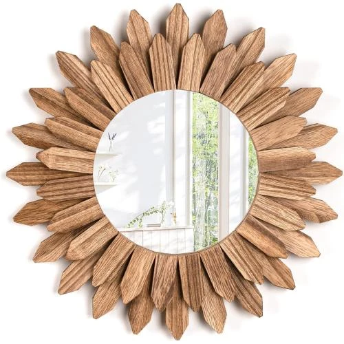 Miroir mural rustique bois Emfogo, décoration noir carbonisé - Vue principale