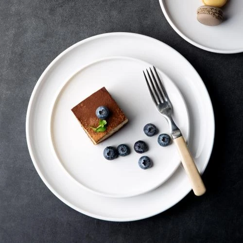 Zoom sur Assiettes en céramique, lot de 6, blanches, résistantes
