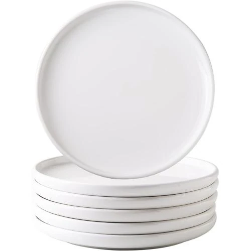 Assiettes en céramique, lot de 6, blanches, résistantes - Vue principale
