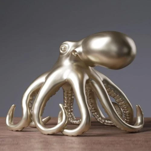 Zoom sur Statue Moderne Octopus en Résine - Décoration Maison Élégante
