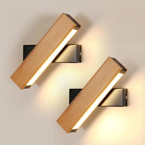 Applique Murale LED Rotative 3000K, Bois, 400LM - Vue principale