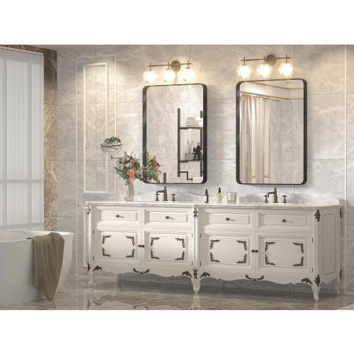 Présentation de Miroir mural rectangulaire noir, cadre aluminium anti-rouille en situation