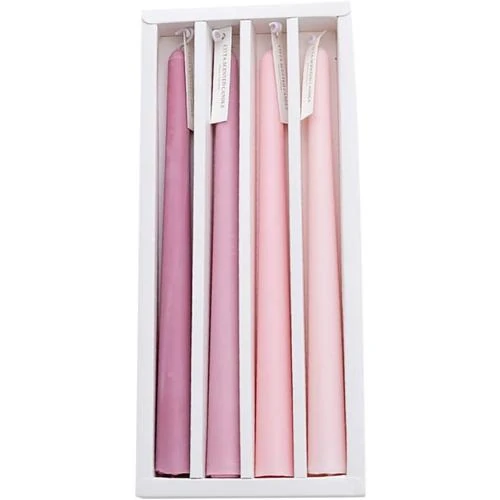 Bougies coniques parfumées VALICLUD, lot 4, rose, sans fumée - Vue principale