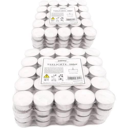 Bougies chauffe-plat blanches, 200 unités, paraffine, 4h combustion - Vue principale