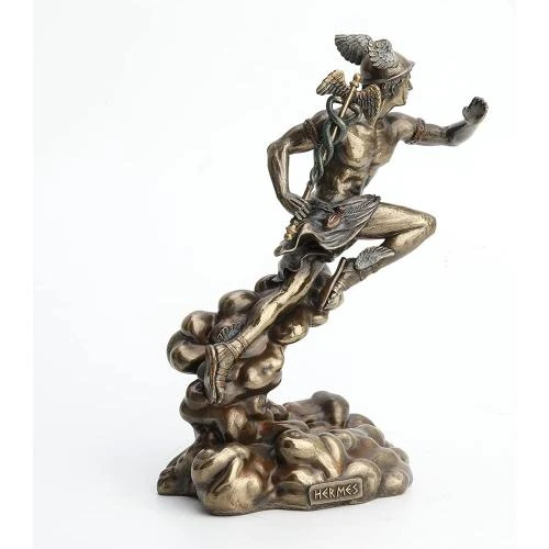 Zoom sur Statue Dieu Grec Hermes, Polyresine, Courant Nuages