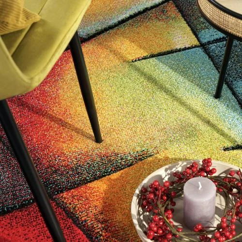 Zoom sur Tapis Moderne Paco Home à Motif Géométrique 3D pour Salon