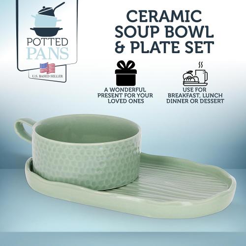 Présentation de Zoom sur Ensemble 39 Assiettes Soupe, Sandwich, Vert Menthe, Bol Céréales