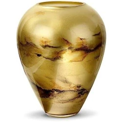 Vase en Verre Or Soufflé à la Bouche - Design Élégant Marbré