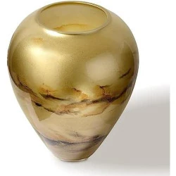 Vase en Verre Or Soufflé à la Bouche - Design Élégant Marbré en situation