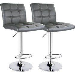 Présentation Tabourets de bar pivotants réglables, gris, motif léopard