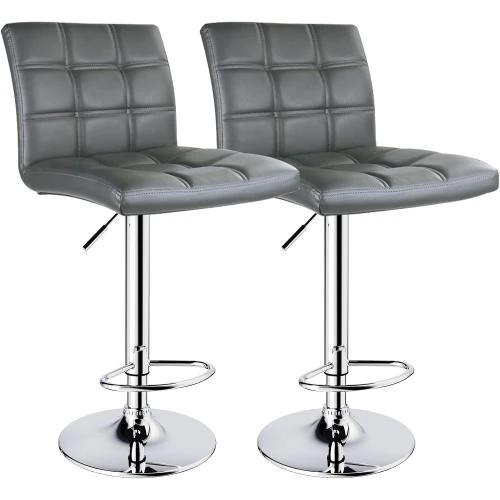 Tabourets de bar pivotants réglables, gris, motif léopard - Vue principale