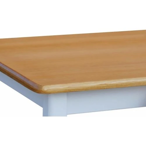 Détail de Table à manger en bois de pin massif, blanc miel, style campagne