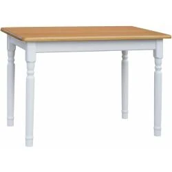 Table à manger en bois de pin massif, blanc miel, style campagne