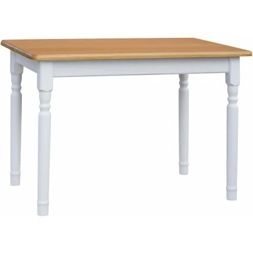 Table à manger en bois de pin massif, blanc miel, style campagne - Vue principale