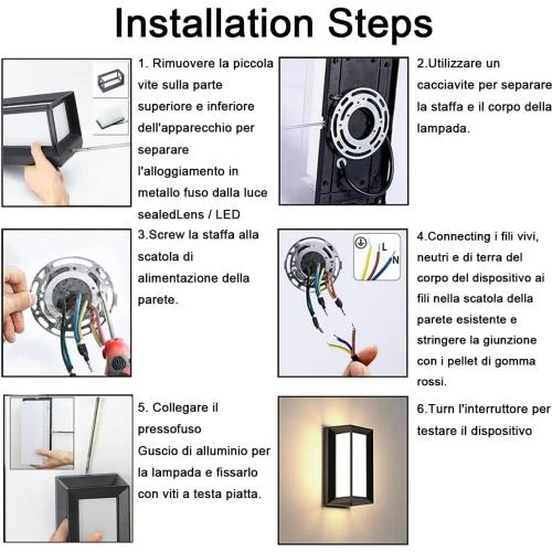 Zoom sur Applique murale extérieure étanche noire, lumière chaude