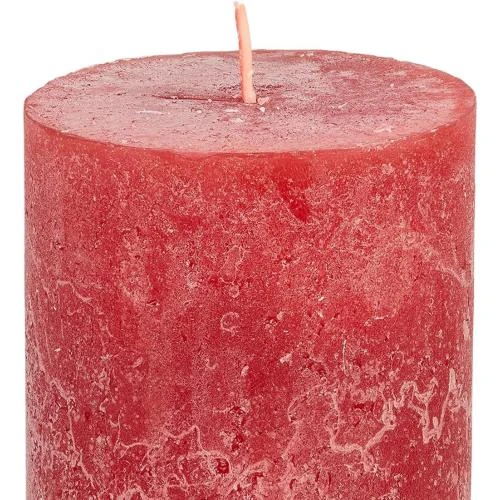 Zoom sur Bougies piliers rustiques Smart Planet, lot 4 rouges