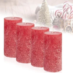 Bougies piliers rustiques Smart Planet, lot 4 rouges