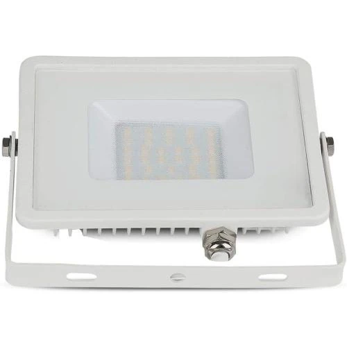 Zoom sur Projecteur Étanche 30W LED IP65, Verre Gris, Corps Blanc