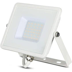 Projecteur Étanche 30W LED IP65, Verre Gris, Corps Blanc